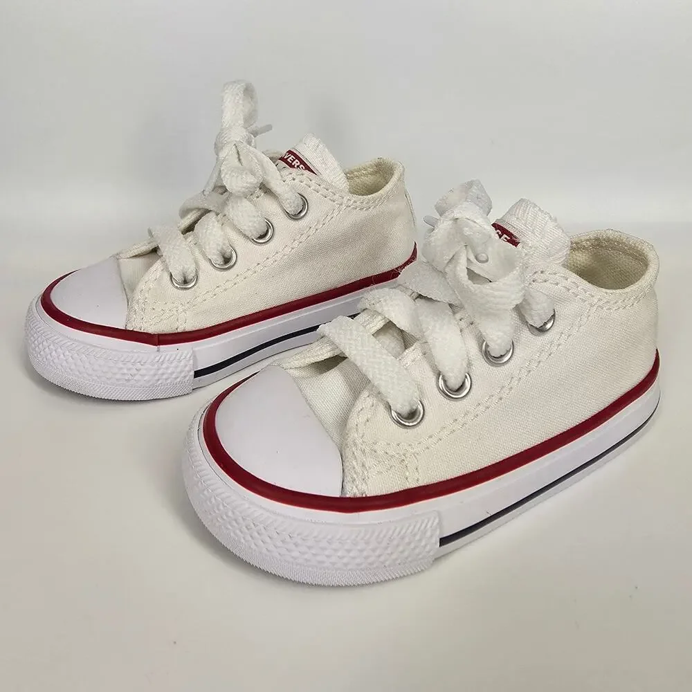 CONVERSE ALL STAR CLASSIC LOW-TOP INFANT SHOES – SIZE 4 – CREAM CANVAS